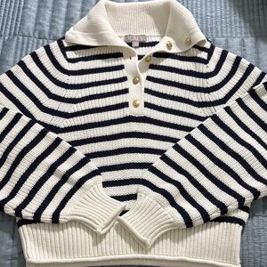 J. Crew Ribbed cotton button-collar sweater